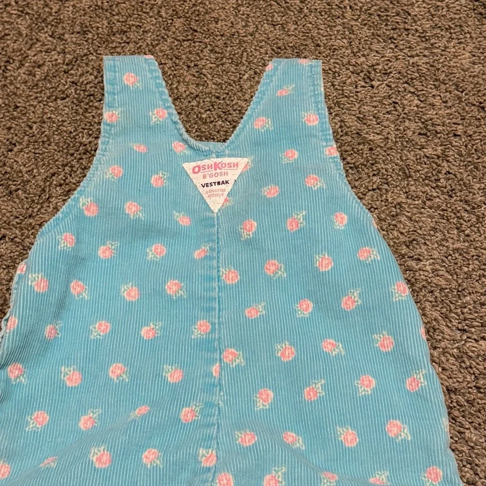 Vintage OshKosh B'gosh Corduroy Overalls Pink Floral Baby Girls 6-9M
